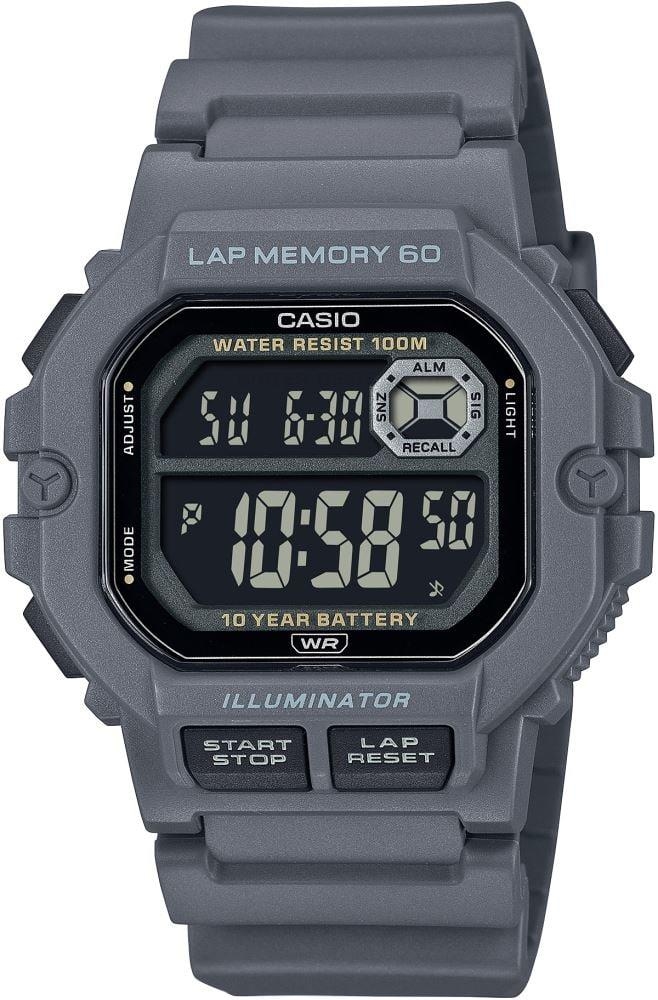 Casio WS-1400H-8BVDF Gri Renk Kare Illuminator Dijital Erkek Kol Saati