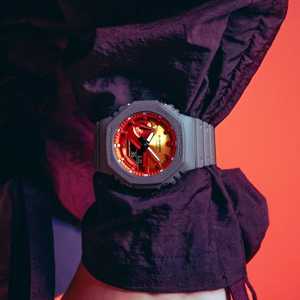 Casio G-Shock GA-2100FL-8ADR Gri Renk 20 ATM Su Geçirmez Yeni Analog Dijital Erkek Kol Saati