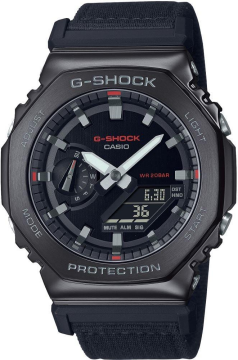Casio G-Shock GM-2100CB-1ADR G-STEEL Siyah Renk Kumaş Kordon 20 ATM Su Geçirmez Spor Erkek Kol Saati
