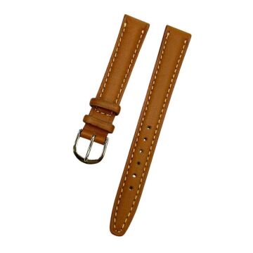 14 mm Yerli Üretim Taba Renk Düz Kesim Hakiki Deri Yumuşak Saat Kordonu