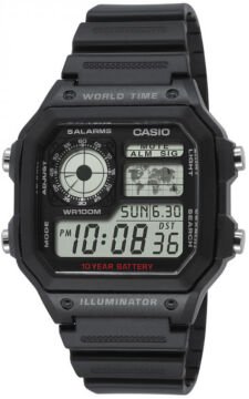 Casio AE-1200WH-1AVDF ''Casio Royale'' Siyah Renk Dünya Saatli Dijital Erkek Kol Saati