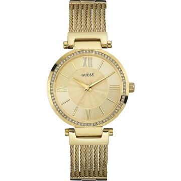 Guess GUW0638L2 Sarı Renk Taşlı Hasır Çelik Kadın Kol Saati