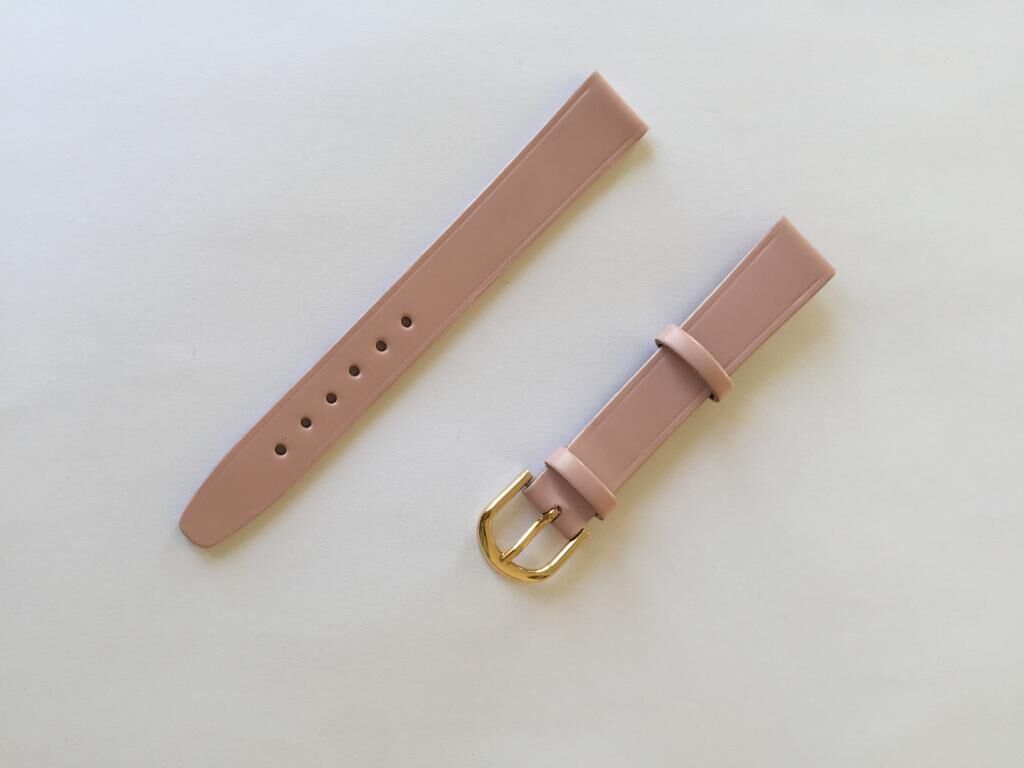 Hakiki Deri Pembe Renkli 14 mm Saat Kordonu Kayışı