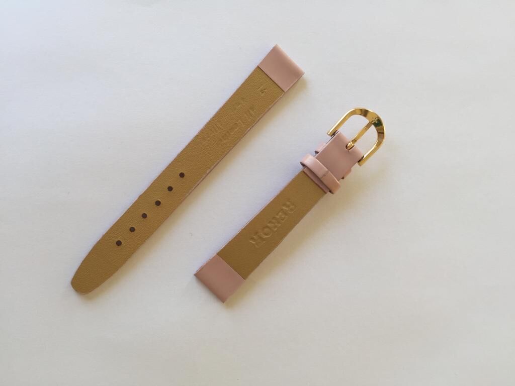 Hakiki Deri Pembe Renkli 14 mm Saat Kordonu Kayışı