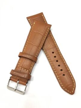 26 mm Croco Baskılı Desenli Yumuşak Hakiki Deri Saat Kordonu Kayışı