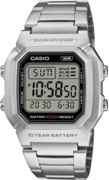Casio W-800HD-1AVDF Gümüş Çelik Kordon 10 Yıl Pilli Dijital Erkek Kol Saati