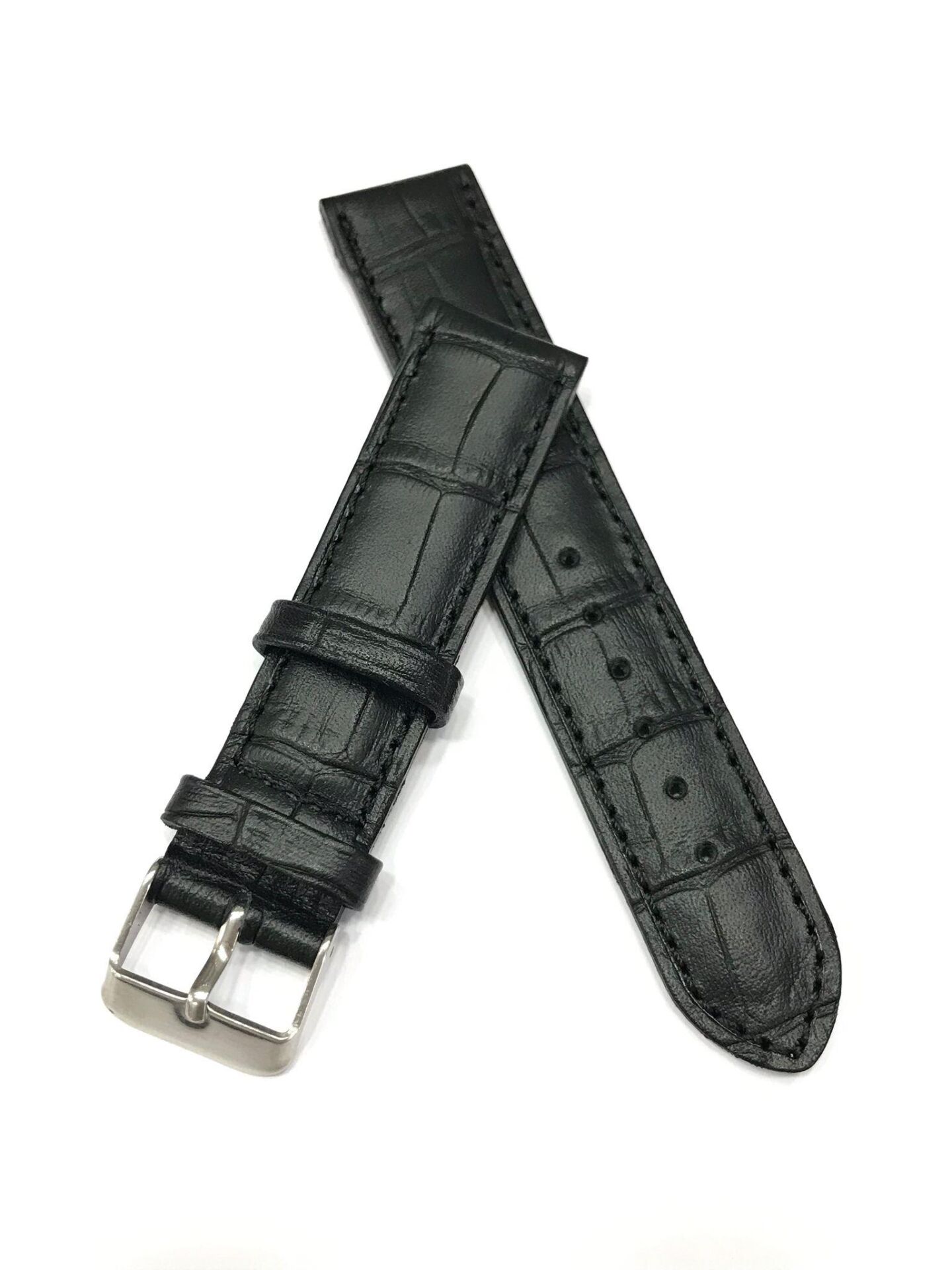 20 mm Croco Baskılı Desenli Hakiki Deri Saat Kordonu Kayışı