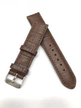 22 mm Croco Baskılı Desenli Yumuşak Hakiki Deri Saat Kordonu Kayışı