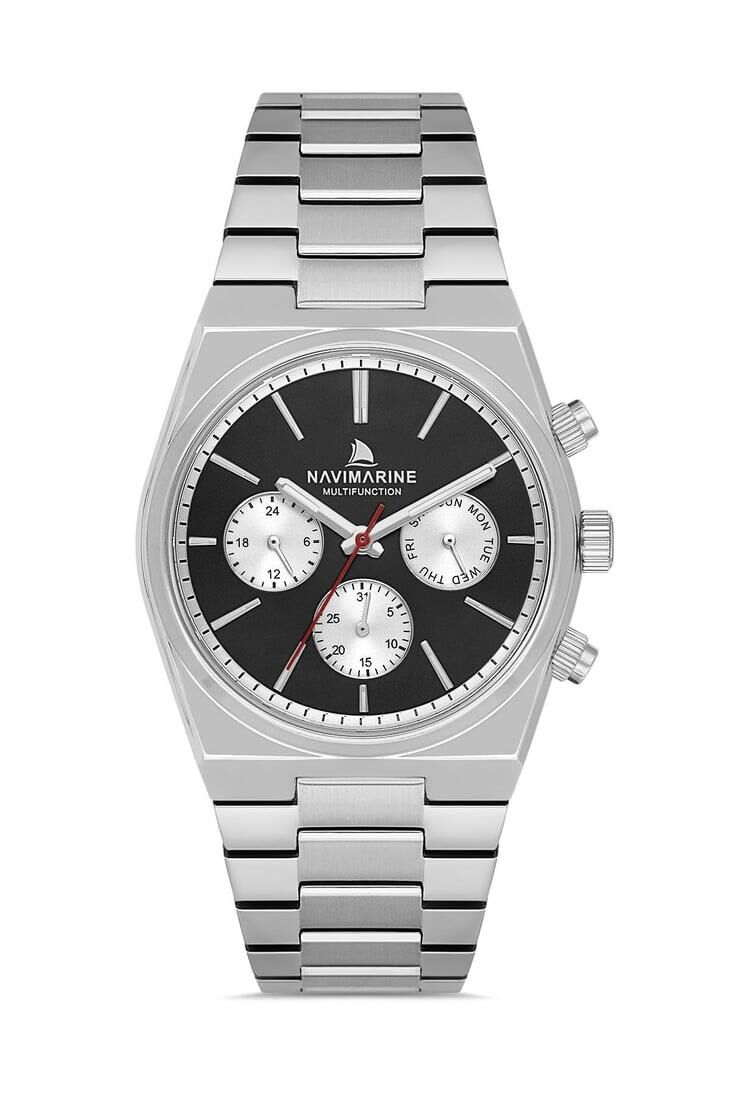 Navimarine NM257-01 Multifonksiyonlu Gümüş Renk Çelik Erkek Kol Saati