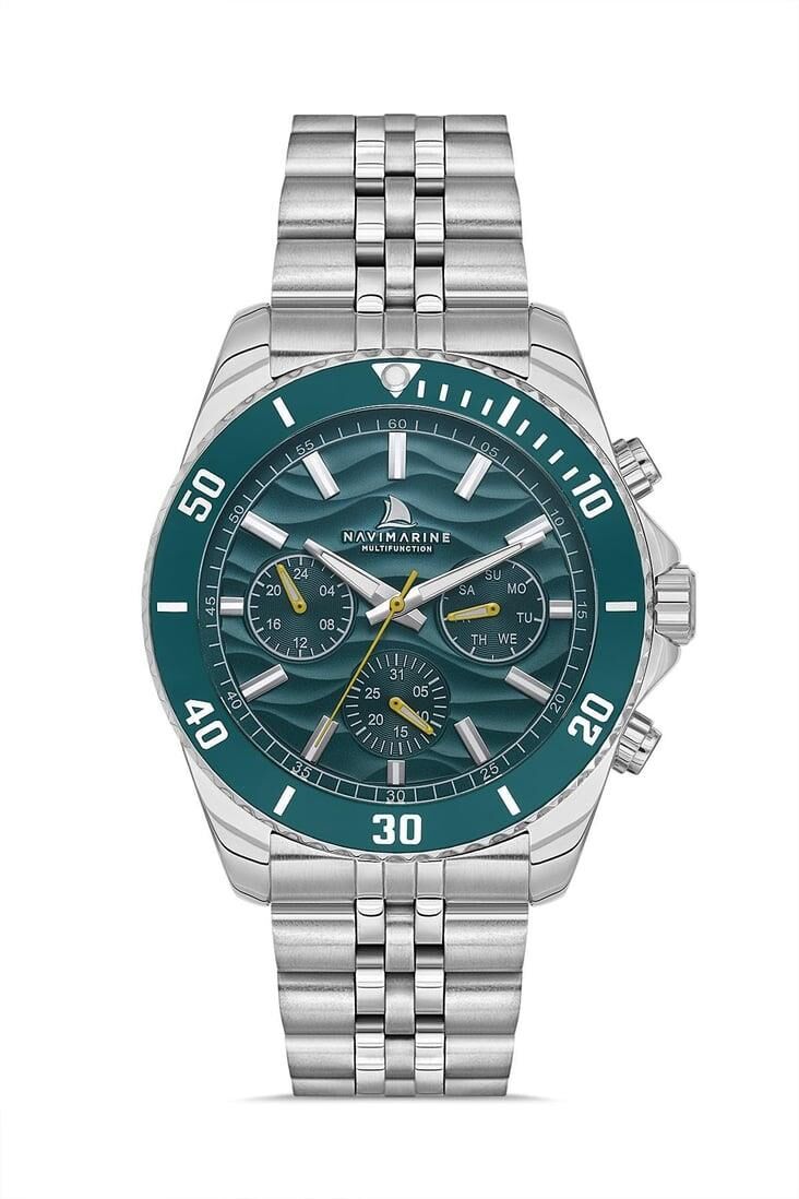 Navimarine NM009-03 Multifonksiyonlu Gümüş Renk Çelik Erkek Kol Saati