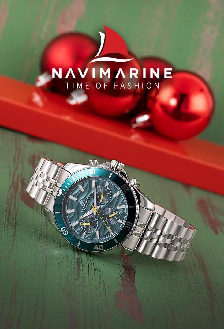 Navimarine NM009-03 Multifonksiyonlu Gümüş Renk Çelik Erkek Kol Saati