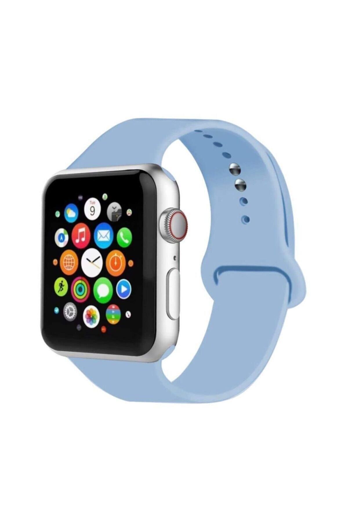 42/44 mm Apple Watch Uyumlu Kordon 3 4 5 Seri Silikon Kordon Kayış Toz Pembe