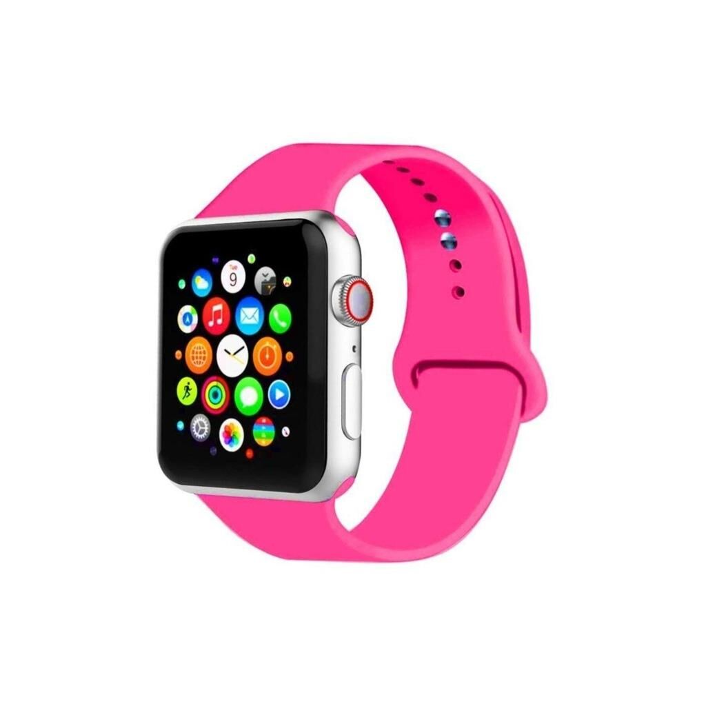 42/44 mm Apple Watch Uyumlu Kordon 3 4 5 Seri Silikon Kordon Kayış Toz Pembe