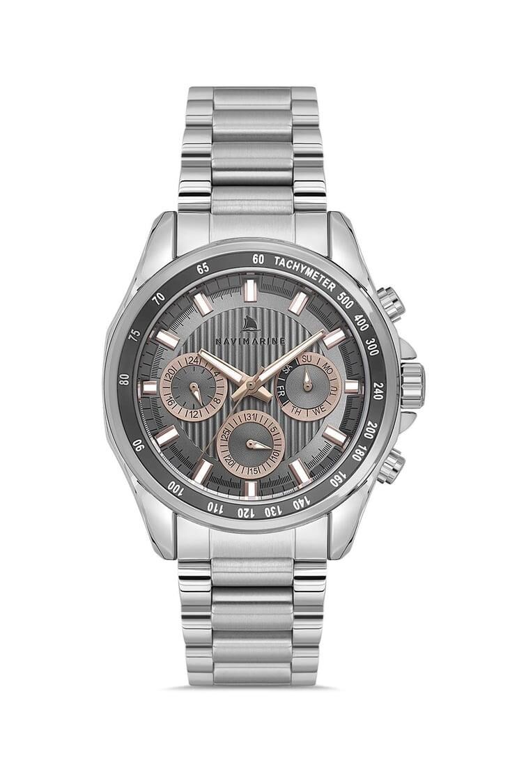 Navimarine NM001-01 Multifonksiyonlu Gümüş Renk Çelik Erkek Kol Saati