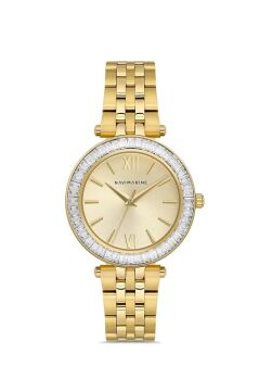 Navimarine NVM132-B4 Baget Taşlı Altın Sarı Renk Çelik Kadın Kol Saati