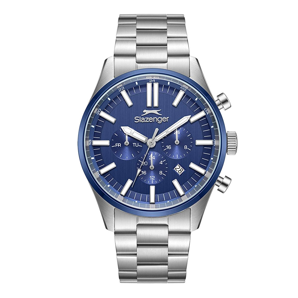 Slazenger SL.09.2502.2.01 Gümüş Lacivert Renk Paslanmaz Çelik Yeni Erkek Kol Saati