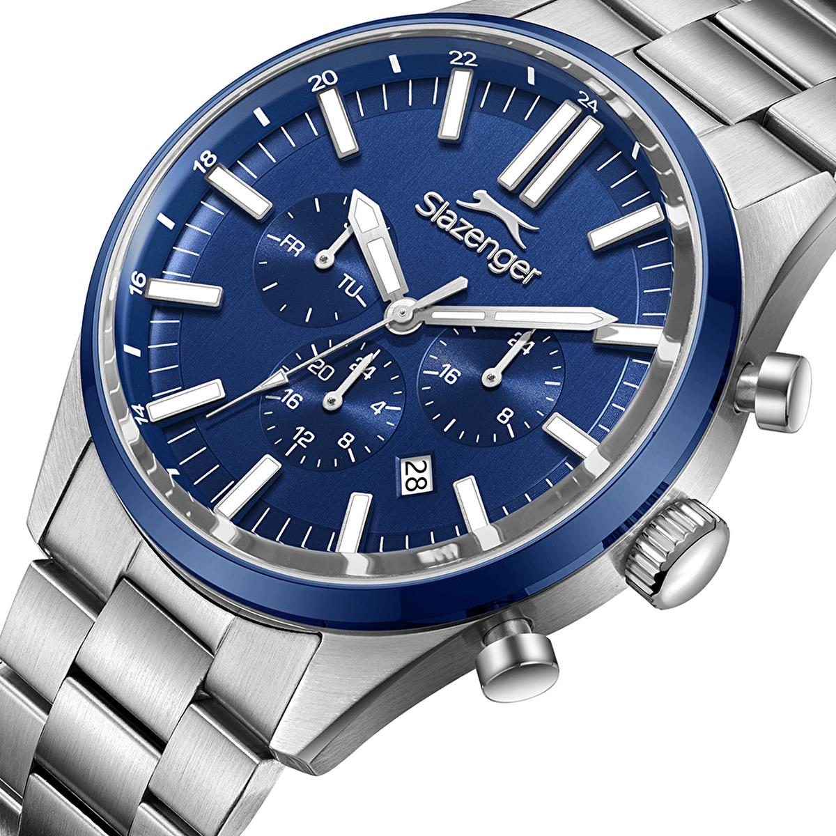 Slazenger SL.09.2502.2.01 Gümüş Lacivert Renk Paslanmaz Çelik Yeni Erkek Kol Saati