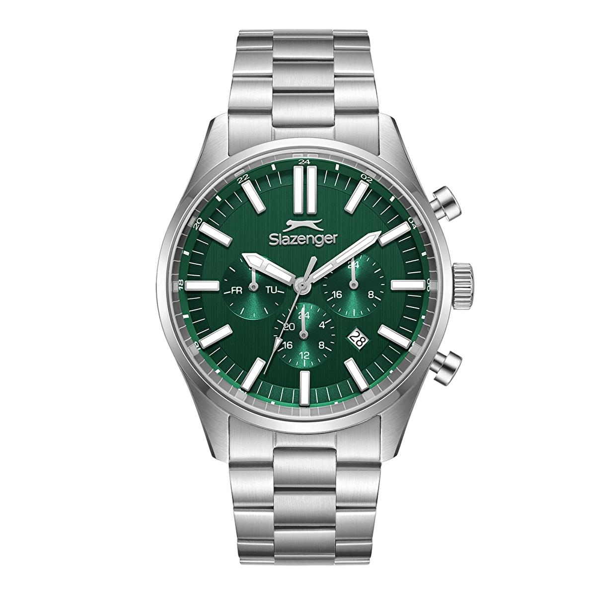 Slazenger SL.09.2502.2.03 Gümüş Yeşil Renk Paslanmaz Çelik Yeni Erkek Kol Saati