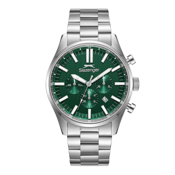Slazenger SL.09.2502.2.03 Gümüş Yeşil Renk Paslanmaz Çelik Yeni Erkek Kol Saati