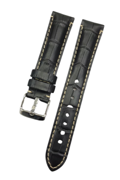 20 mm Beyaz Dikişli Bombeli Hakiki Deri Saat Kordonu Roder