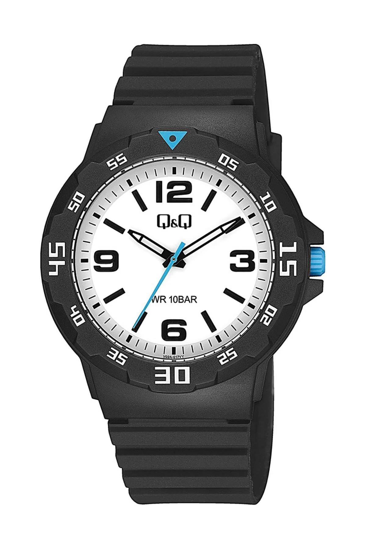 Q&Q V02A-017VY Plastik Su Geçirmez Siyah Renk Erkek Kol Saati
