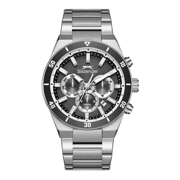 Slazenger SL.09.2492.2.01 Gümüş Siyah Renk Paslanmaz Çelik Yeni Erkek Kol Saati