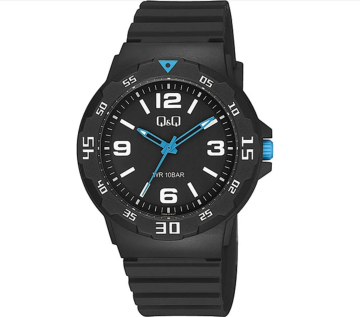 Q&Q V02A-014VY Plastik Su Geçirmez Siyah Renk Erkek Kol Saati