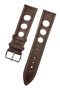 22 mm Krokodil Baskı Delikli Hakiki Deri Saat Kordonu