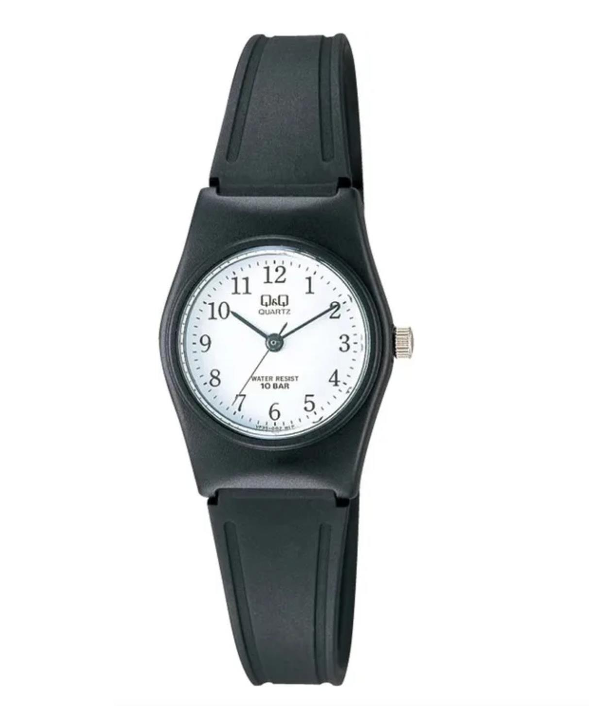 Q&Q VP35J002Y Plastik Su Geçirmez Rakamlı Siyah Renk Küçük Kadın Kol Saati