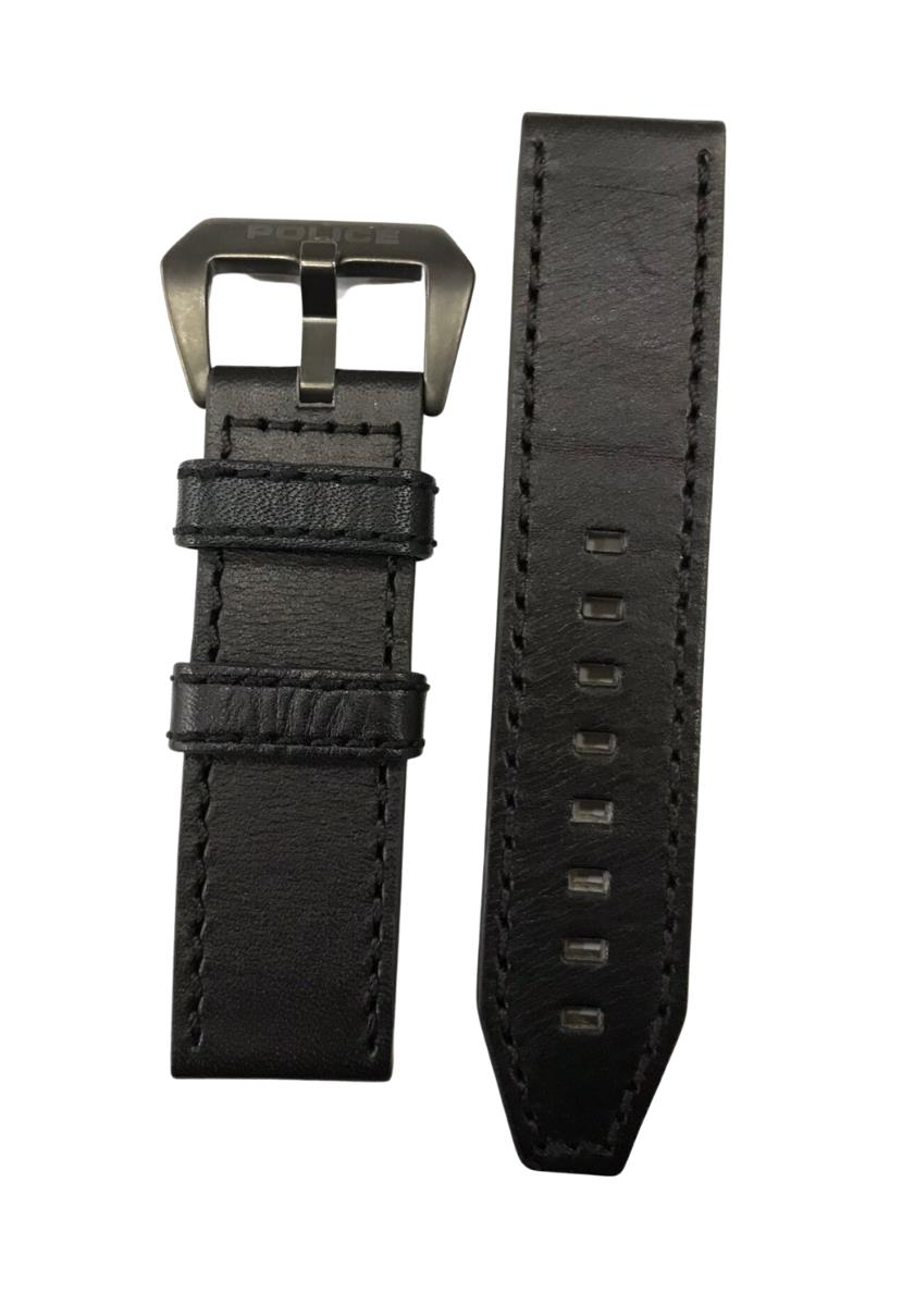 24mm Siyah Düz Hakiki Deri Saat Kordonu Kayışı