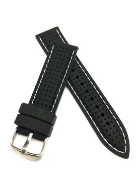 20 mm Renkli Siyah Dikişli Yumuşak Silikon Saat Kordonu Kayışı