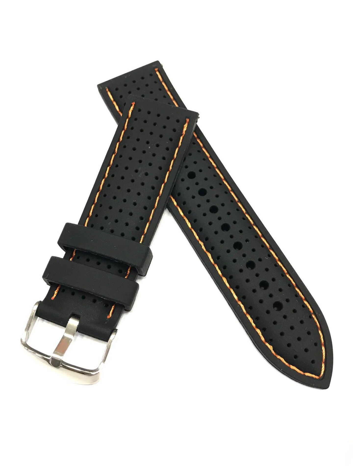 20 mm Renkli Siyah Dikişli Yumuşak Silikon Saat Kordonu Kayışı