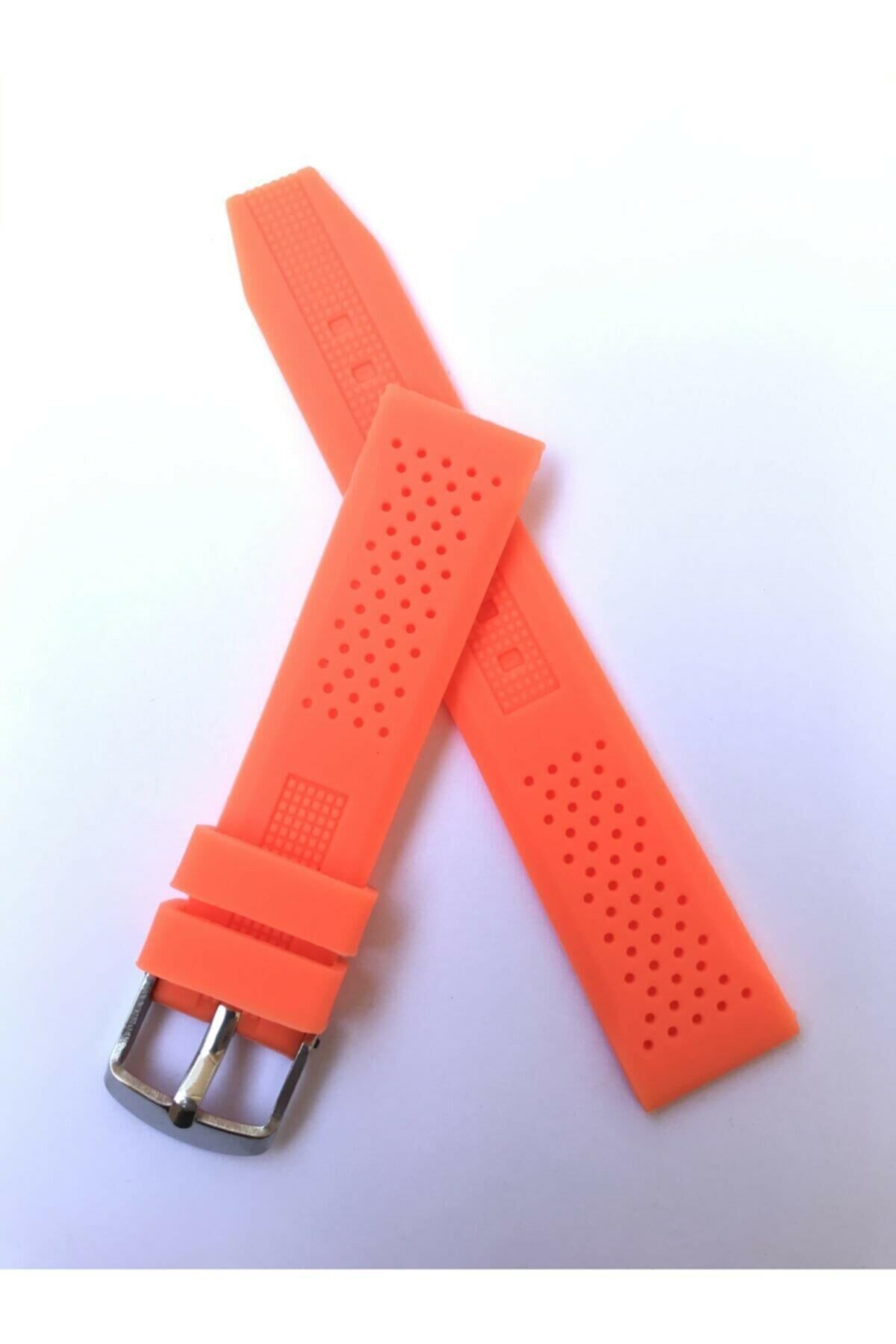 20 mm Renkli Silikon Yumuşak Saat Kordonu Kayışı 20 mm x 18 mm Turuncu