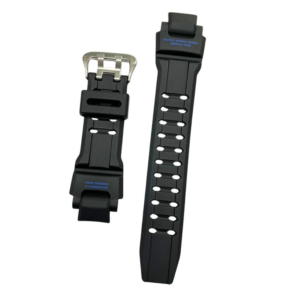 Casio G-Shock GA-1100 GA-1000 Siyah Orijinal Silikon Saat Kordonu - Mavi Yazılı