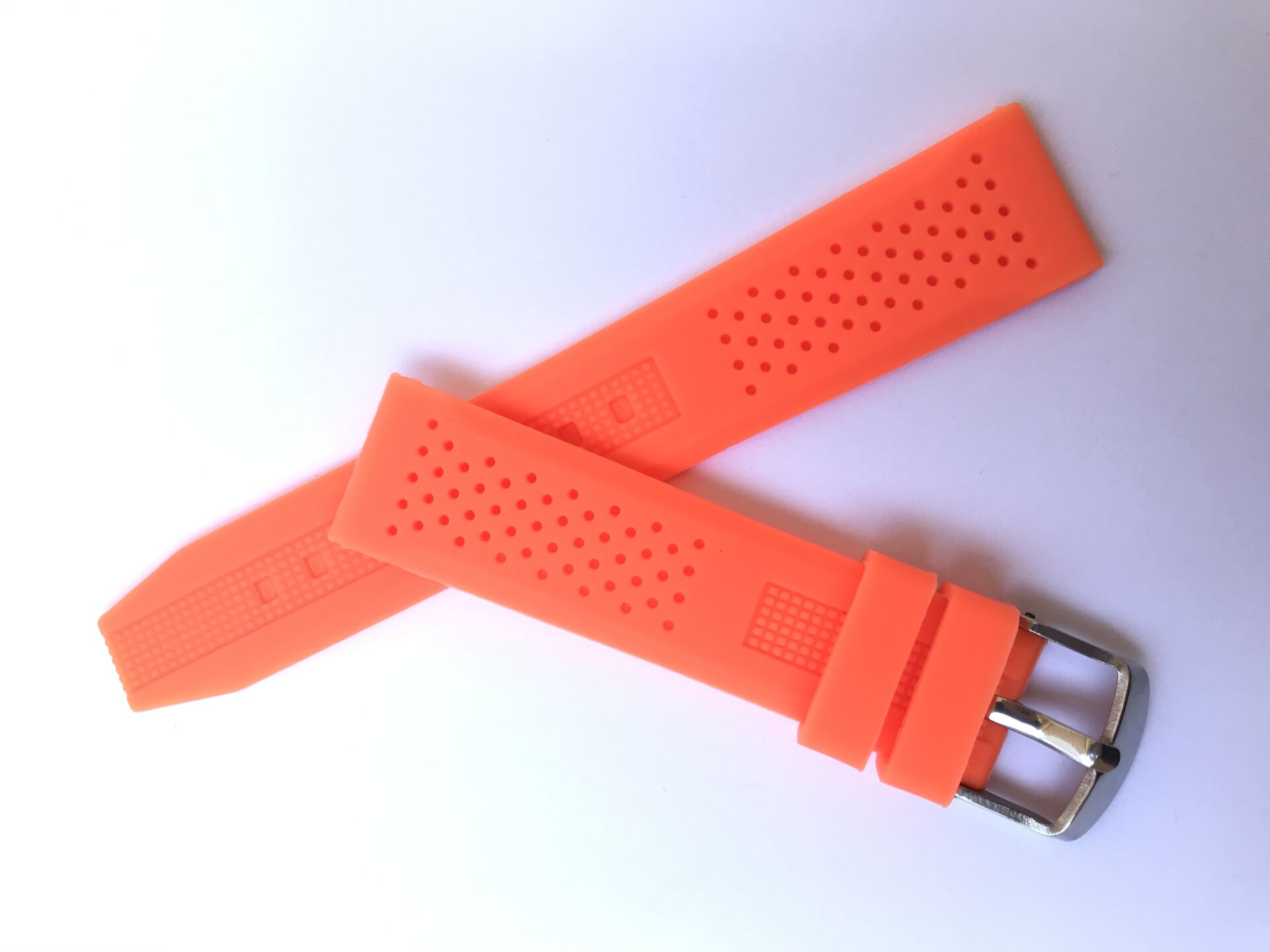 22 mm Renkli Yumuşak Silikon Saat Kordonu Kayışı Turuncu