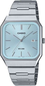 Casio MTP-B185D-2A2VDF Buz Mavisi Kadranlı Köşeli Çelik Erkek Kol Saati