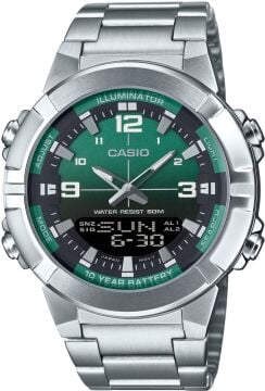 Casio AMW-870DA-3AVDF Yeşil Kadranlı Çelik Analog-Dijital Erkek Kol Saati