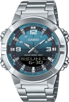 Casio AMW-870DA-2A2VDF Okyanus Mavisi Kadranlı Çelik Analog-Dijital Erkek Kol Saati