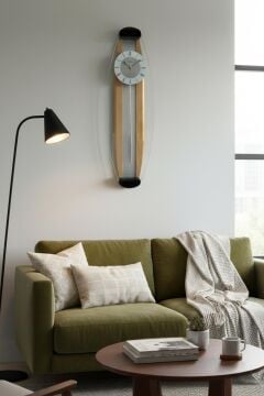 Regal Dikdörtgen Camlı Sarkaçlı Modern Tasarım Duvar Saati