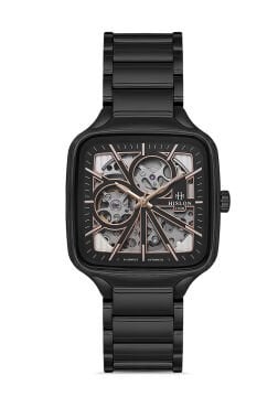 Hislon SD166B-04SR Siyah İskelet Tasarım Otomatik Erkek Kol Saati