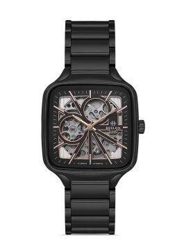 Hislon SD166B-04SR Siyah İskelet Tasarım Otomatik Erkek Kol Saati