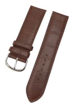 24 mm Kahverengi Dikişli Krokodil Baskı Hakiki Deri Saat Kordonu