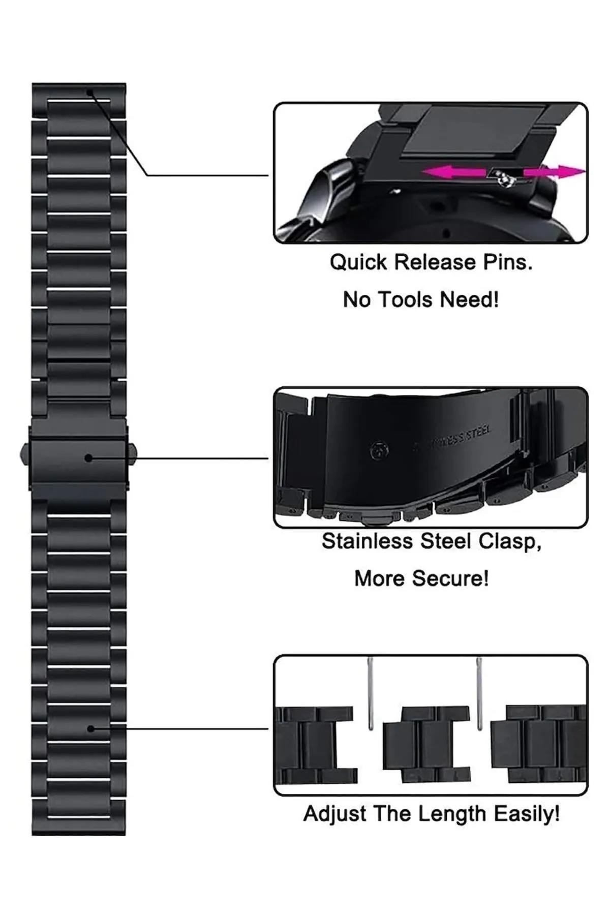 Huawei Watch Gt Gt2 Gt2 Pro Uyumlu Classic Çelik Metal Kordon Akıllı Saat Kordonu 22 mm