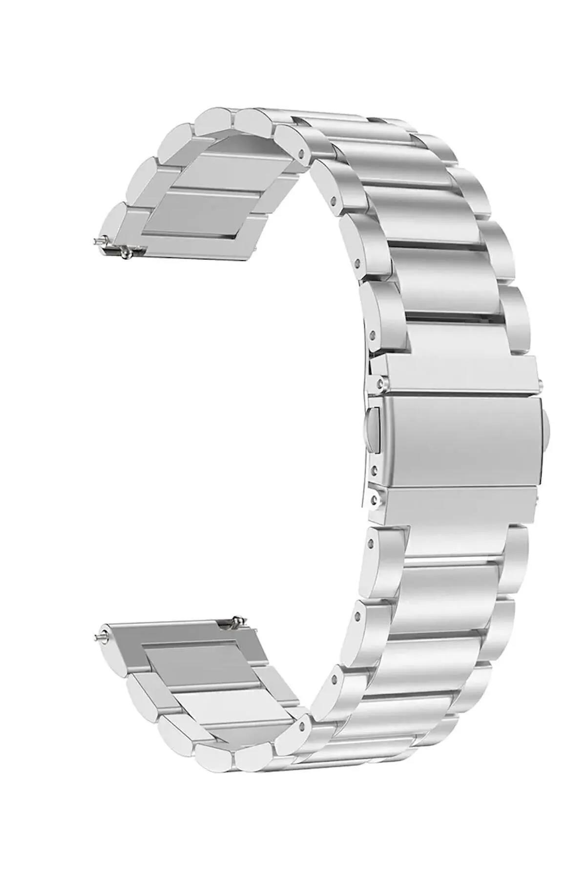 Huawei Watch Gt Gt2 Gt2 Pro Uyumlu Classic Çelik Metal Kordon Akıllı Saat Kordonu 22 mm Gümüş