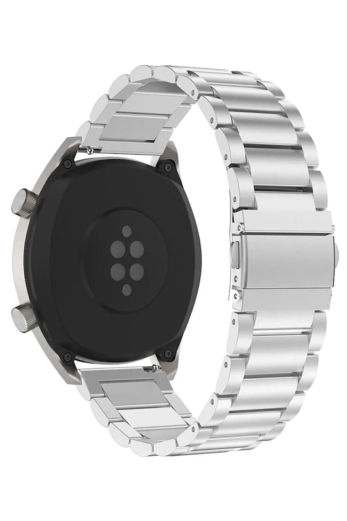 Huawei Watch Gt Gt2 Gt2 Pro Uyumlu Classic Çelik Metal Kordon Akıllı Saat Kordonu 22 mm Gümüş