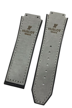 Hublot Senna Uyumlu Süet Yüzeyli Açık Gri Silikon Saat Kordonu