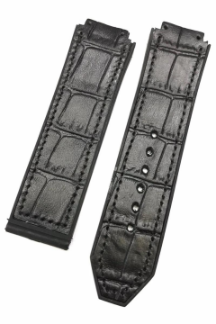 Hublot Big Bang Uyumlu Deri Kaplamalı Silikon Siyah Saat Kordonu