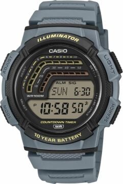 Casio WS-1800-2AVDF Gri Silikon 10 Yıl Pilli Dijital Erkek Kol Saati