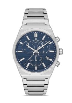 Hislon MS223S-11SS Masterwork Collection Safir Camlı Lacivert Kadran Çelik Erkek Kol Saati