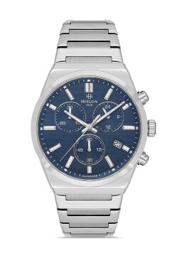 Hislon MS223S-11SS Masterwork Collection Safir Camlı Lacivert Kadran Çelik Erkek Kol Saati